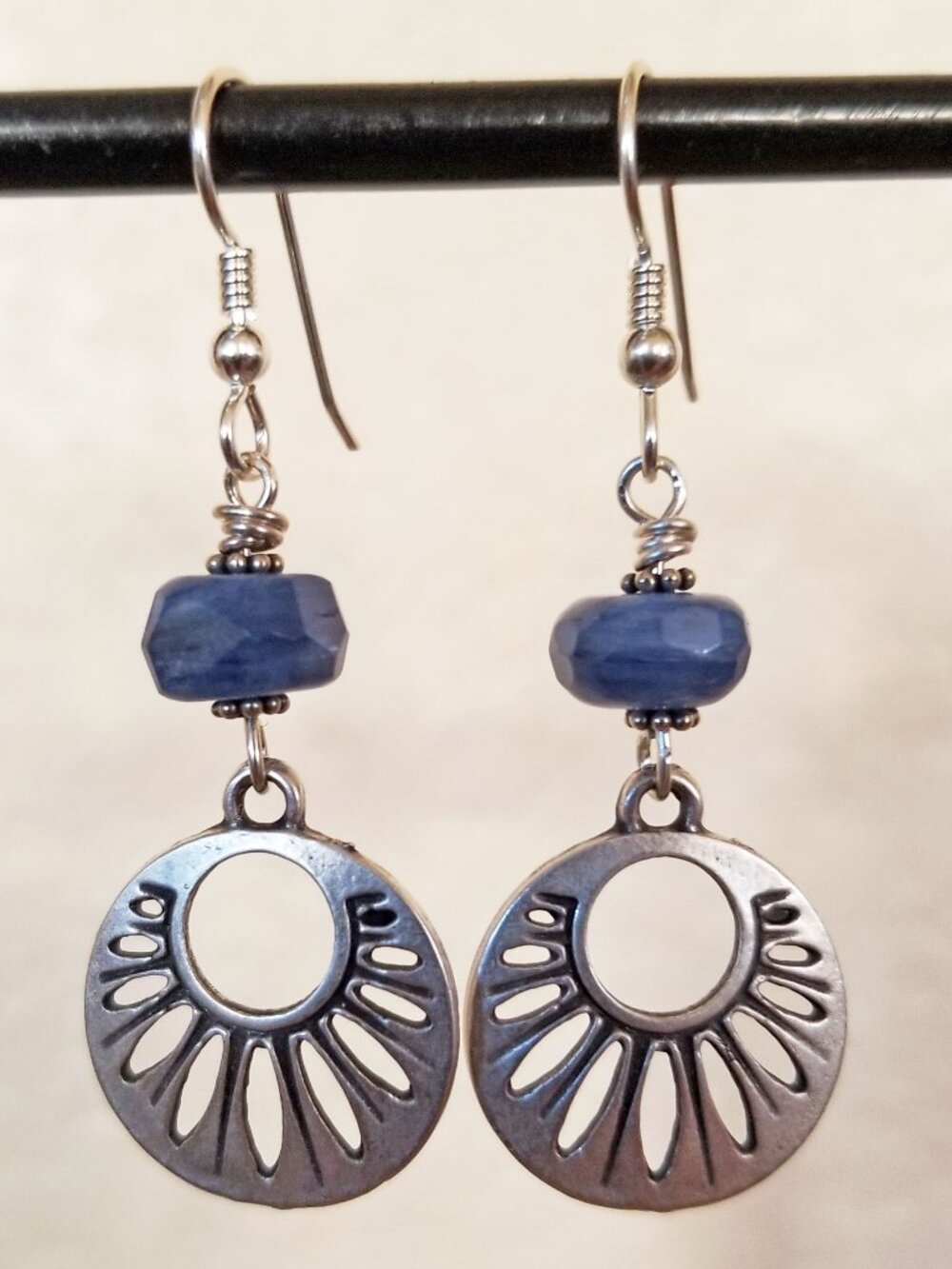 Southwestern Sterling Silver Denim Blue Kyanite Dangle Earrings